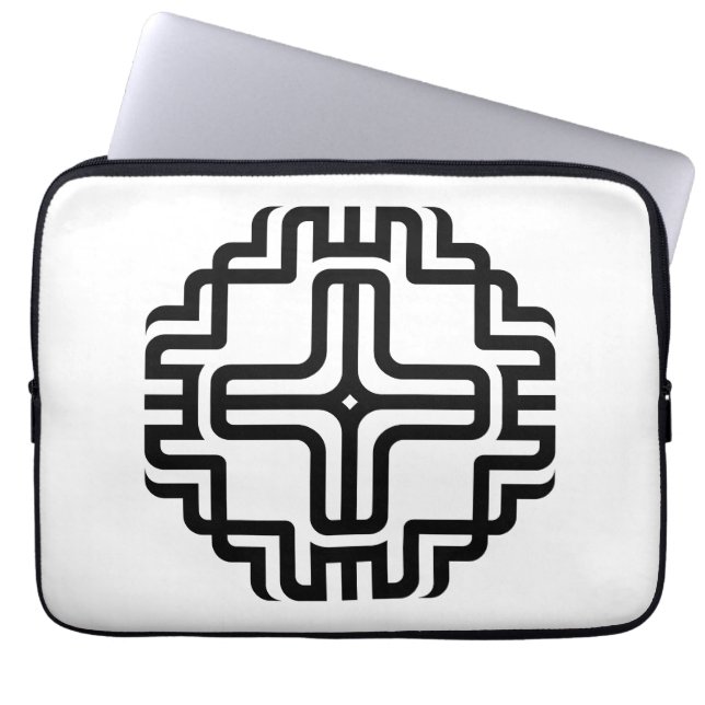 Modern Geometric Cross Line Art Laptop Sleeve (Front)
