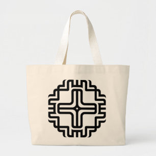 Modern Geometric Cross Line Art Large Tote Bag