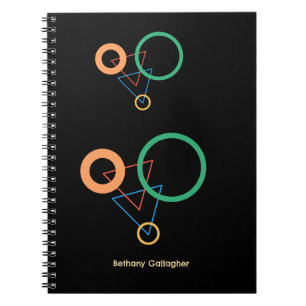 Modern Geometric Custom Name with Abstract Shapes Notebook