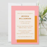 Modern Geometric Cute Bat Mitzvah Pink Orange Invitation<br><div class="desc">Modern Geometric Cute Bold Stylish Bat Mitzvah Party Invitation in Pink and Orange</div>