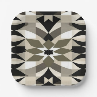 Modern Geometric Decorative Plate | Neutral Earth 