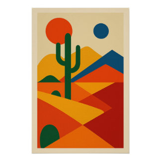 Modern Geometric Desert Landscape Poster