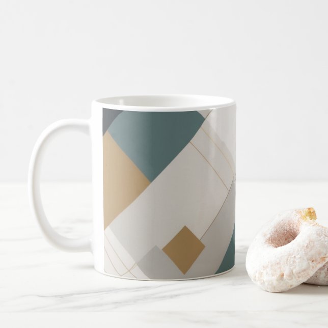 Modern geometric design featuring intersecting coffee mug (With Donut)