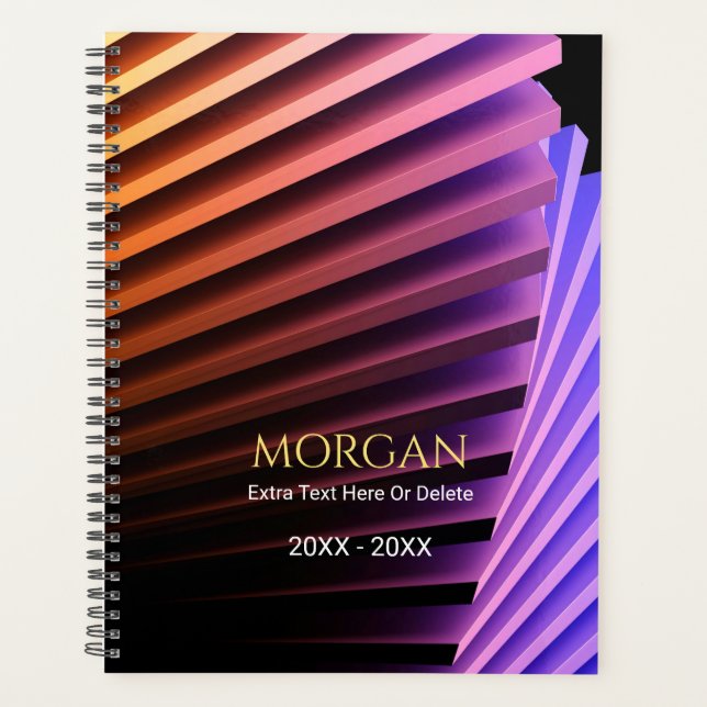 Modern Geometric Design, Gold Name, Year(s) Planner (Front)
