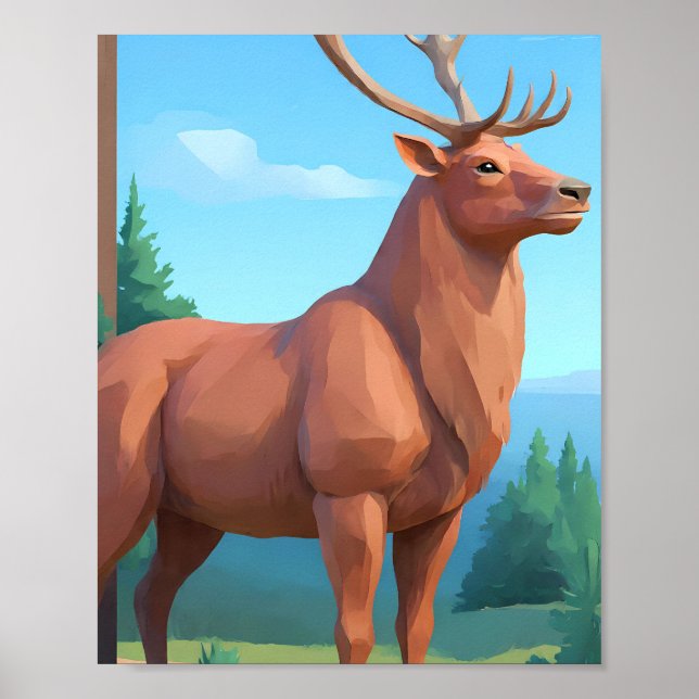Modern Geometric Design: Low Poly Reindeer  Poster (Front)
