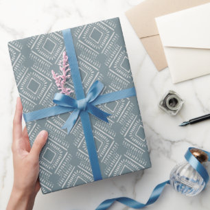 Modern Geometric Diamond Pattern Slate Blue Wrapping Paper