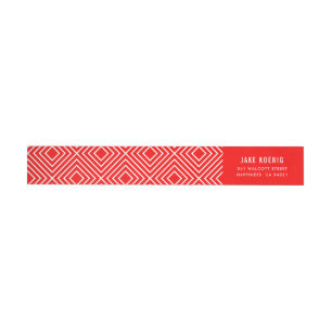 MODERN GEOMETRIC diamond pattern trendy bold red Wrap Around Label