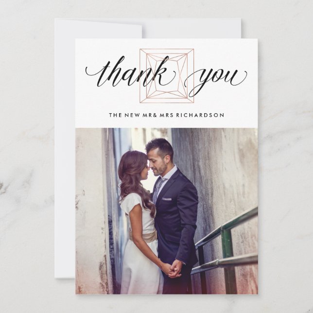 Modern Geometric Diamond Wedding Thank You (Front)