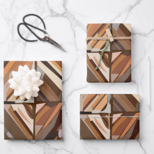 Modern Geometric Diamond Wood Background Pattern Wrapping Paper Sheet