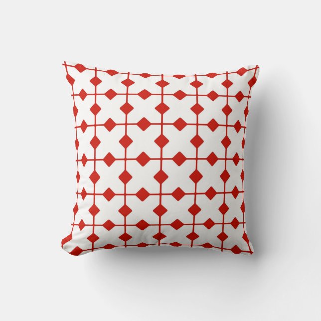 Modern Geometric, Diamonds - Dark red and white Cushion (Front)