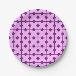 Modern Geometric, Diamonds - Lavender and Purple Paper Plate