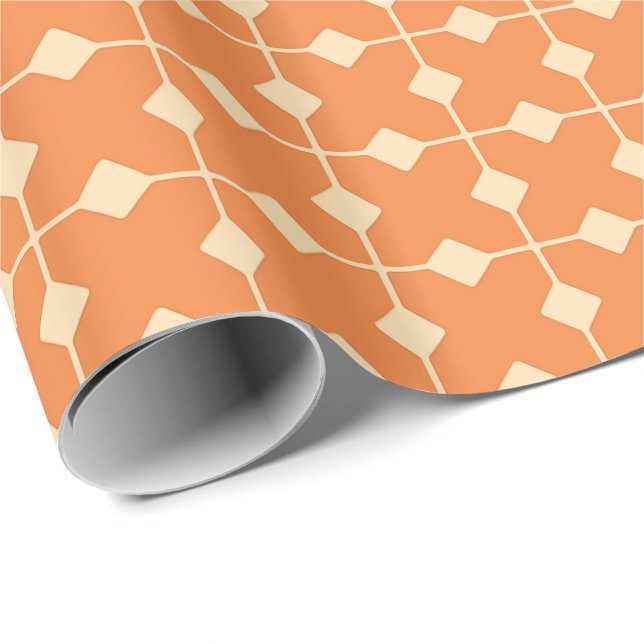 Modern Geometric, Diamonds - Mandarin orange Wrapping Paper (Roll Corner)