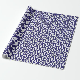 Modern Geometric Diamonds Navy Blue Wrapping Paper