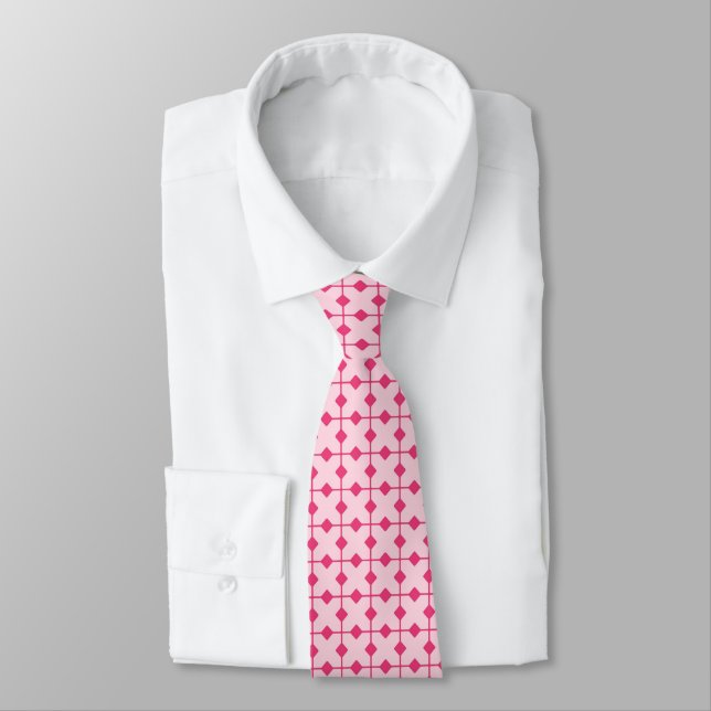 Modern Geometric, Diamonds - Strawberry pink Tie (Tied)