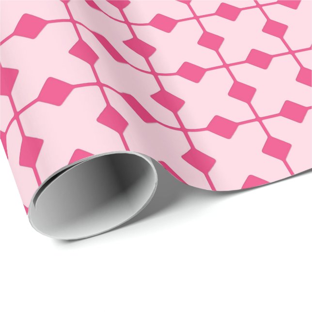 Modern Geometric, Diamonds - Strawberry pink Wrapping Paper (Roll Corner)