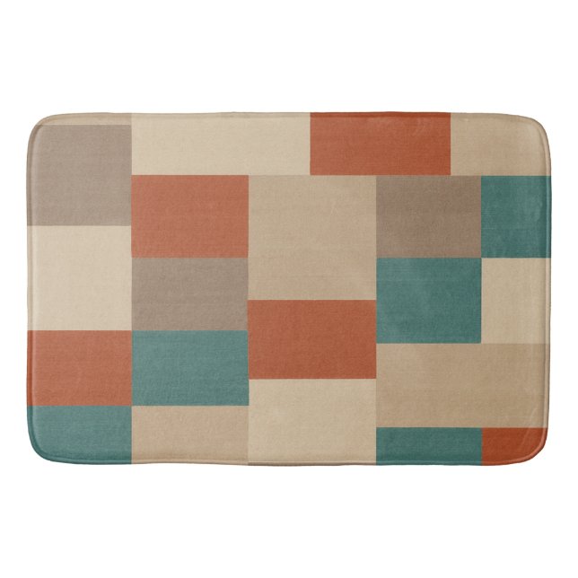Modern Geometric Earth Tone Design Bath Mat (Front)
