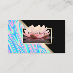 Modern Geometric, Elegant Lotus Holographic Business Card