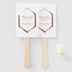 Modern Geometric Faux Gold Wedding Thank You Hand Fan