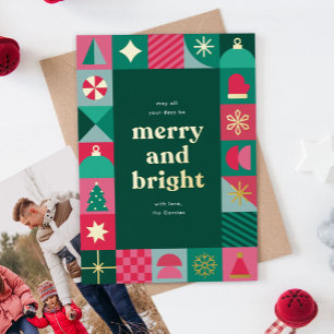 Modern Geometric Festive Icons Christmas Greeting 