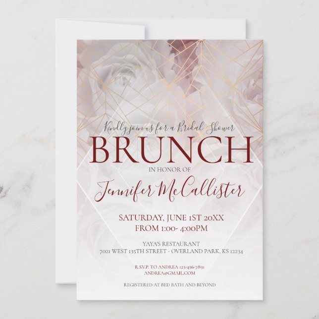 Modern Geometric Floral Chic Bridal Shower Brunch Invitation (Front)