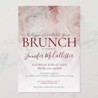 Modern Geometric Floral Chic Bridal Shower Brunch Invitation