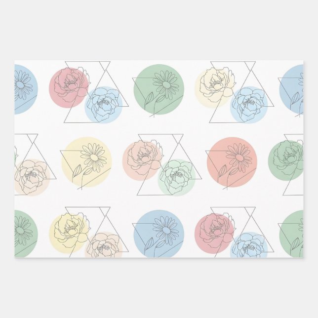 Modern Geometric Floral Gift Wrap (Front)
