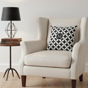 Modern Geometric Floral Monogram Cushion