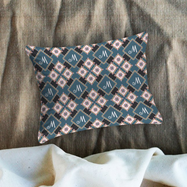 Modern Geometric Floral Monogram Flower Pattern Pillowcase (Creator Uploaded)