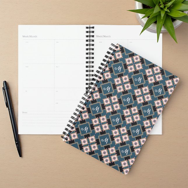 Modern Geometric Floral Monogram Flower Pattern Planner (Creator Uploaded)