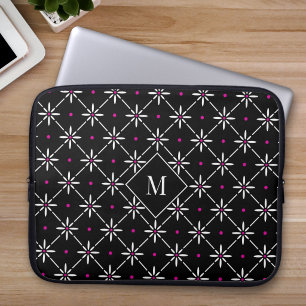 Modern Geometric Floral Monogram Laptop Sleeve