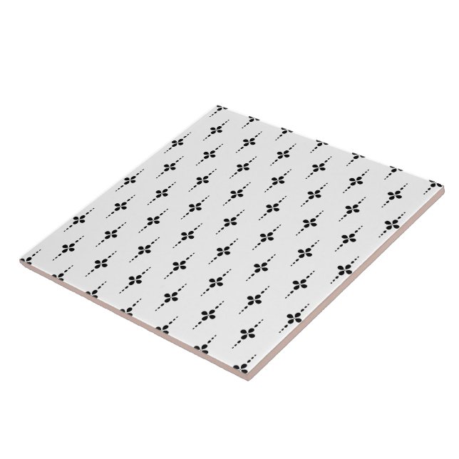 Modern Geometric Floral Pattern Black and White Tile (Side)