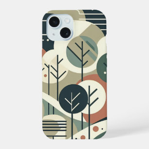 Modern Geometric Forest Mid Century Art iPhone 15 Case