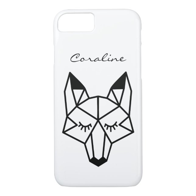 Modern Geometric Fox & Script Name Case-Mate iPhone Case (Back)