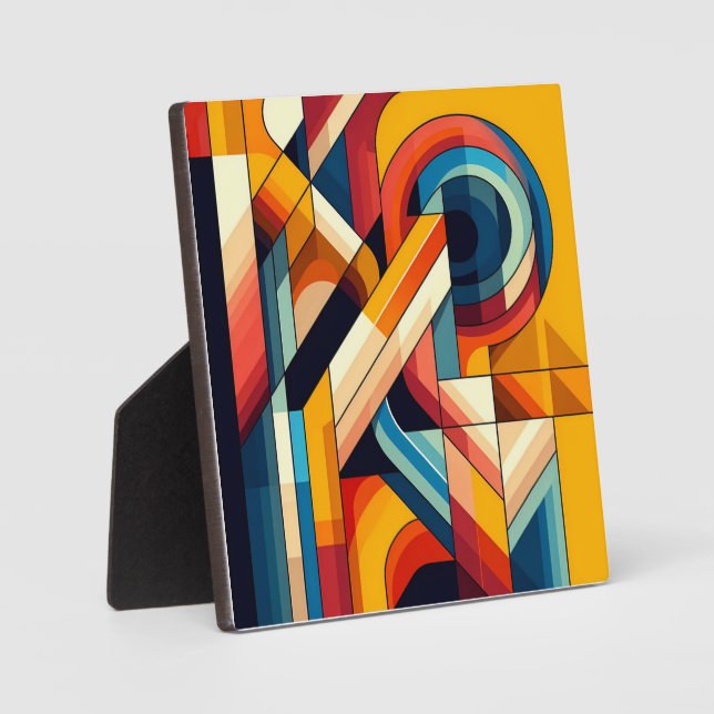 Modern Geometric Fusion – Abstract Colour Block Ar Plaque (Front)