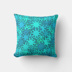 Modern Geometric Gears, Sea Blue and Turquoise Cushion