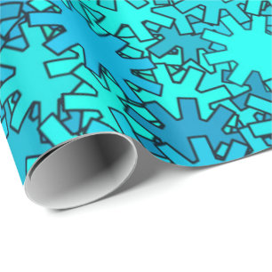 Modern Geometric Gears, Sea Blue and Turquoise Wrapping Paper