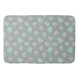 Modern Geometric Gems Pattern Grey & Aqua Bath Mat