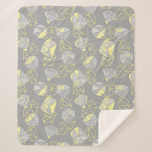Modern Geometric Gems Pattern Grey & Yellow Sherpa Blanket