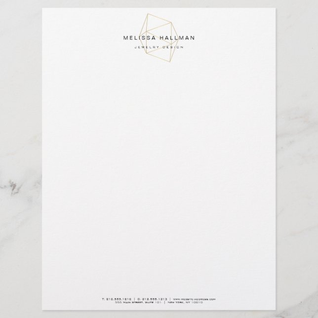 Modern Geometric Gemstone Custom Letterhead (Front)