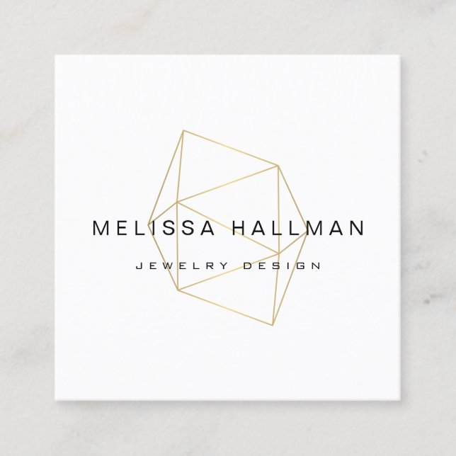 Modern Geometric Gemstone Square Business Card (Front)