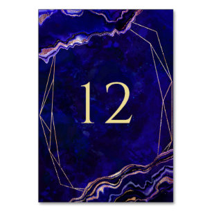 Modern Geometric Geode Blue Purple Rose Gold Agate Table Number