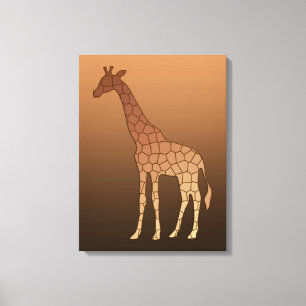 Modern Geometric Giraffe, Copper and Brown Canvas Print
