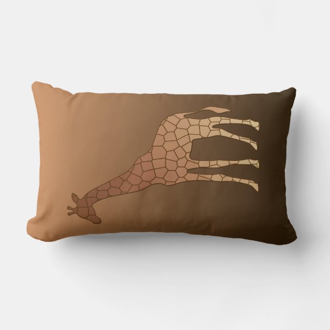 Modern Geometric Giraffe, Copper and Brown Lumbar Cushion (Front)