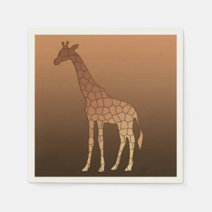 Modern Geometric Giraffe, Copper and Brown Napkin