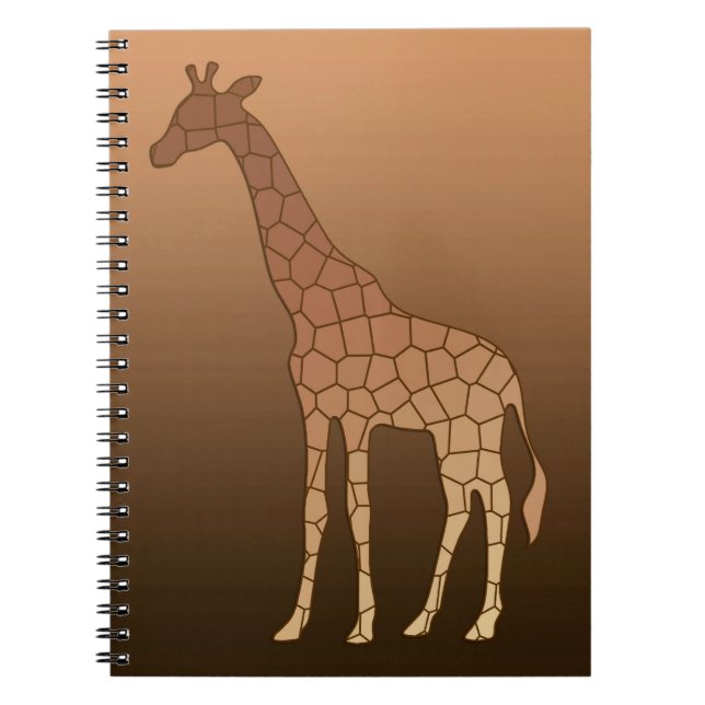 Modern Geometric Giraffe, Copper and Brown Notebook (Front)
