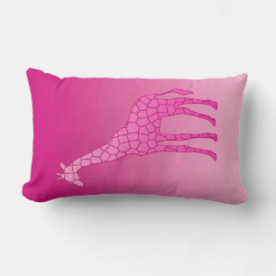 Modern Geometric Giraffe, Fuchsia and Light Pink Lumbar Cushion