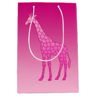 Modern Geometric Giraffe, Fuchsia and Light Pink Medium Gift Bag