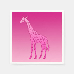 Modern Geometric Giraffe, Fuchsia and Light Pink Napkin
