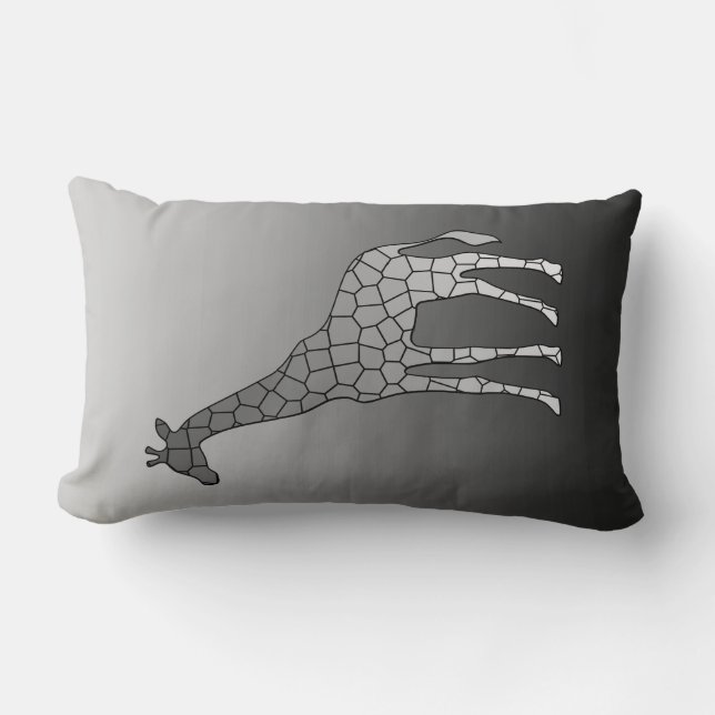 Modern Geometric Giraffe, Silver Grey / Grey Lumbar Cushion (Front)