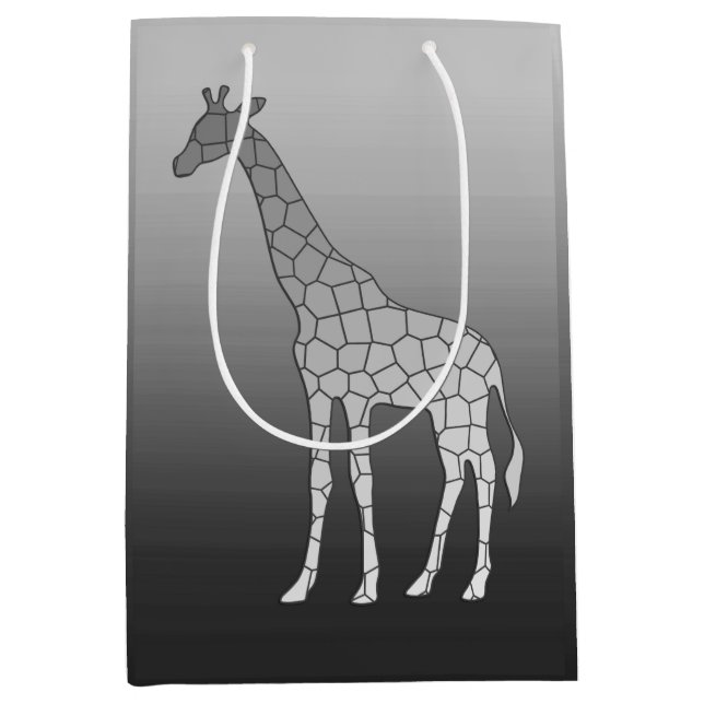 Modern Geometric Giraffe, Silver Grey / Grey Medium Gift Bag (Front)